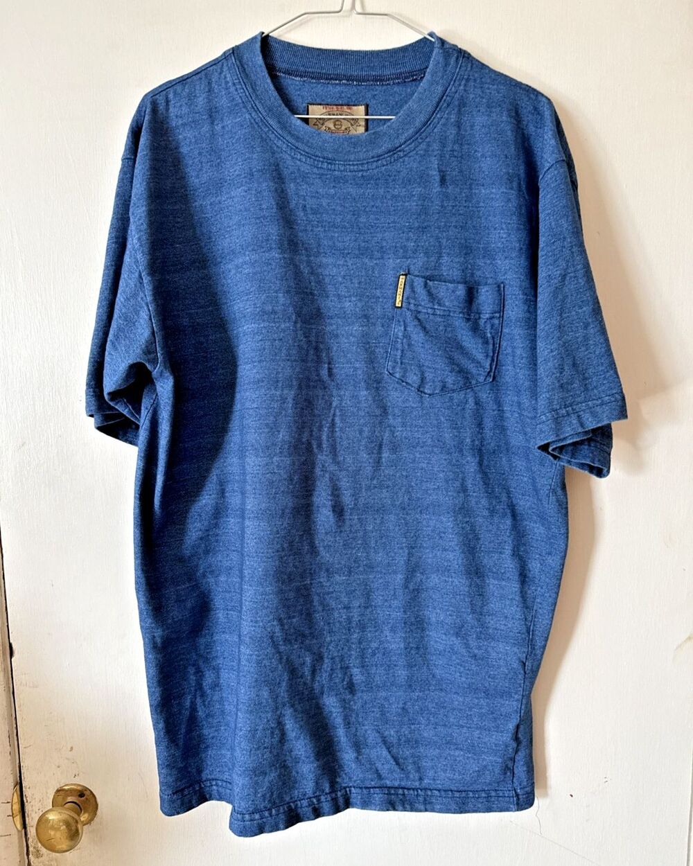 Vtg Armani Jeans T Shirt Heather Blue Pocket Tee Made In USA | Men's Medium